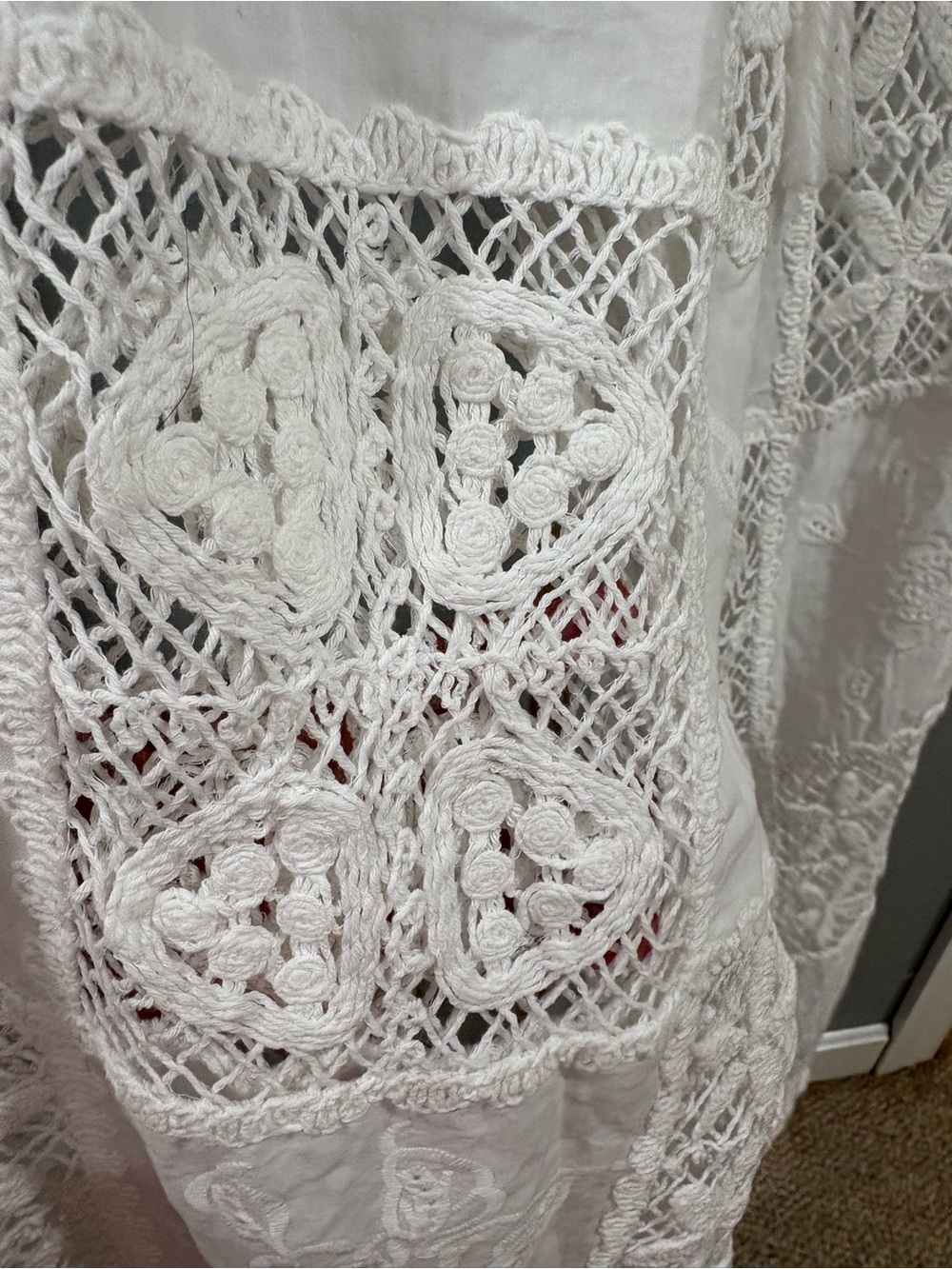 NWT Altar’d State White Lace Crochet Patchwork Wide Leg Pants Size M - Picture 5 of 8